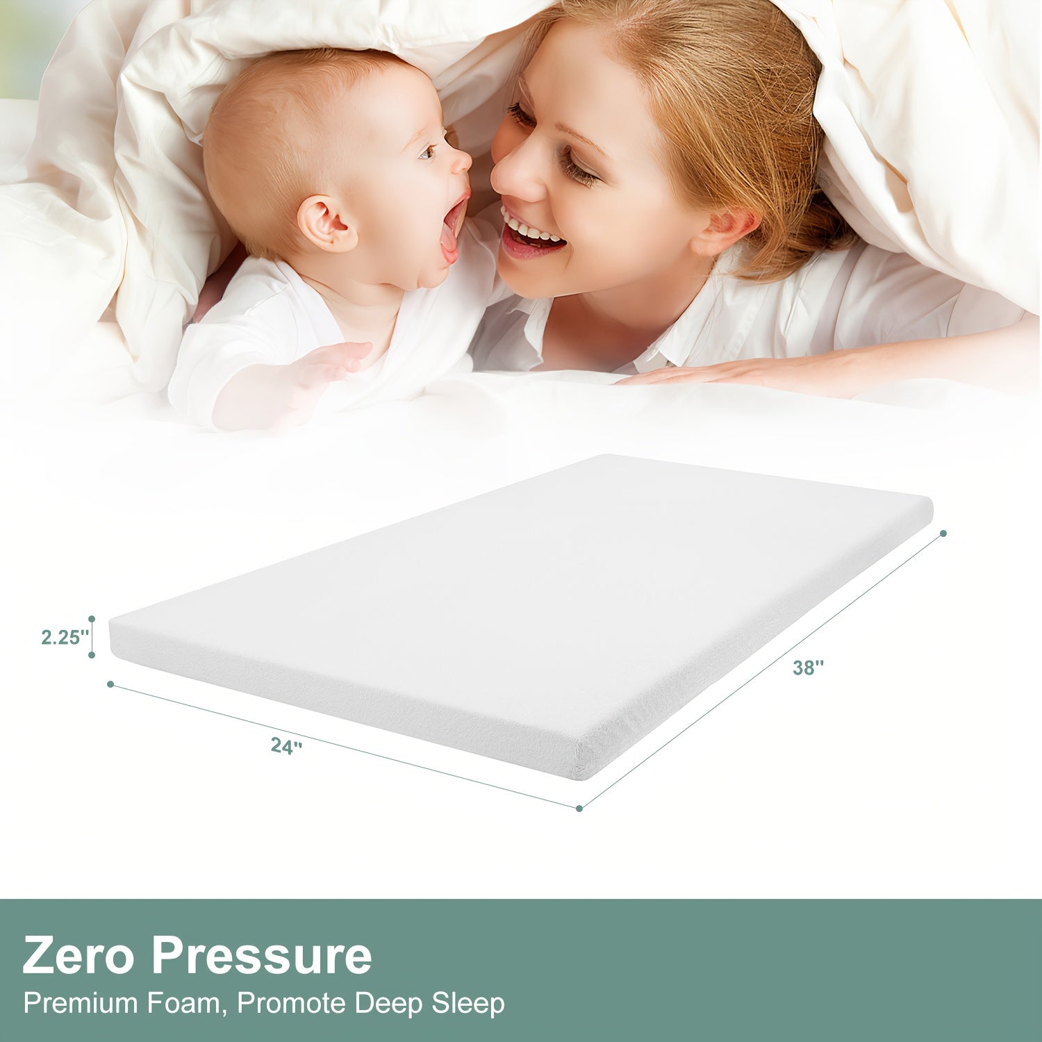 Ferlizer Memory Foam Crib Mattress with Waterproof Cover - Standard Size (52\