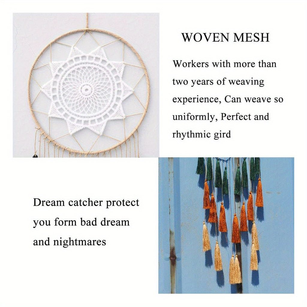 Boho Modern Crystal Dream Catcher Wind Chime - Golden Green Orange Feather-Free Design for Teens Girls Bedroom, Boys Room, Baby Shower & Toddler Crib Decor, Easter Home Decoration