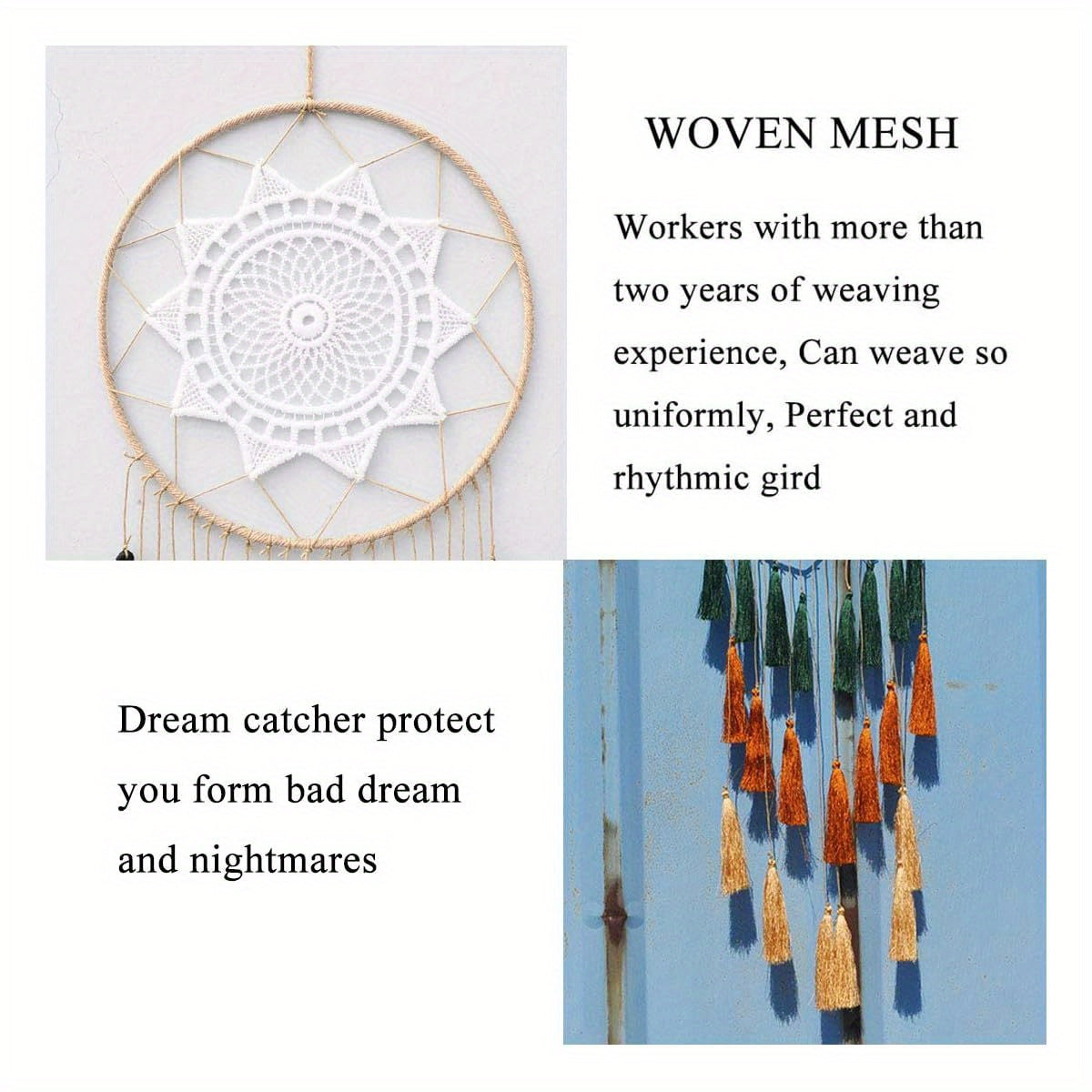 Boho Modern Crystal Dream Catcher Wind Chime - Golden Green Orange Feather-Free Design for Teens Girls Bedroom, Boys Room, Baby Shower & Toddler Crib Decor, Easter Home Decoration