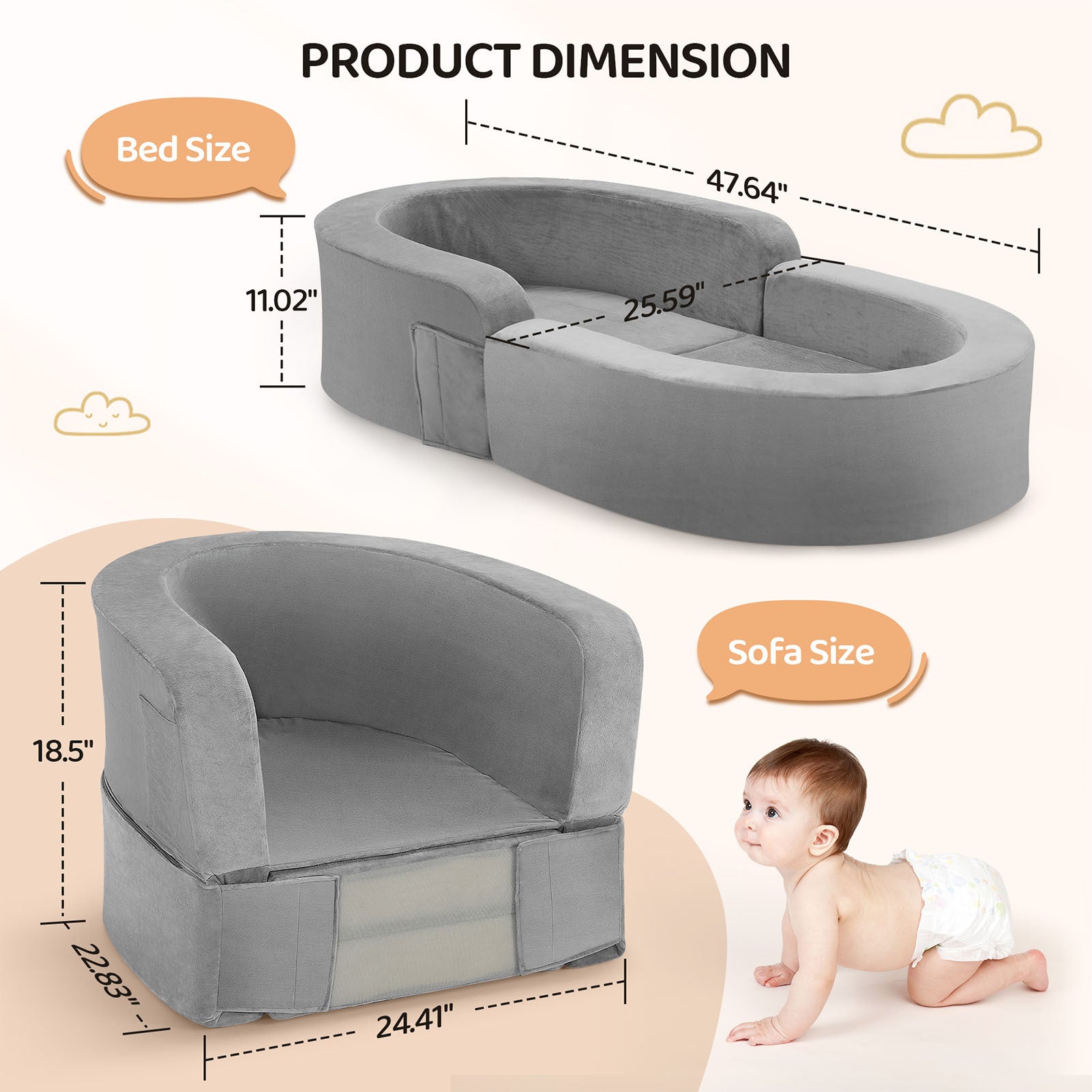 Portable Toddler Bed Sofa Bed