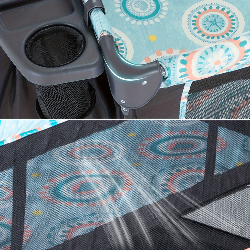 The 5-In-1 Portable Bassinet And Side Bed Features a Detachable Changing Table, Mattress, Storage Shelf, Music Player, And Three Height Settings, Providing a Spacious Playpen for Your Baby. Makes a Great Birthday Or Holiday Gift.