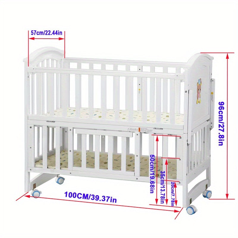 4-in-1 Convertible Kids Bed with 3-Inch Thick Mattress and Canopy Mosquito Net, Adjustable Height Tri-Level Mattress, Rolling Wheels Design, Spacious Under-Bed Storage for Essentials | Multifunctional Wooden Children's Bed