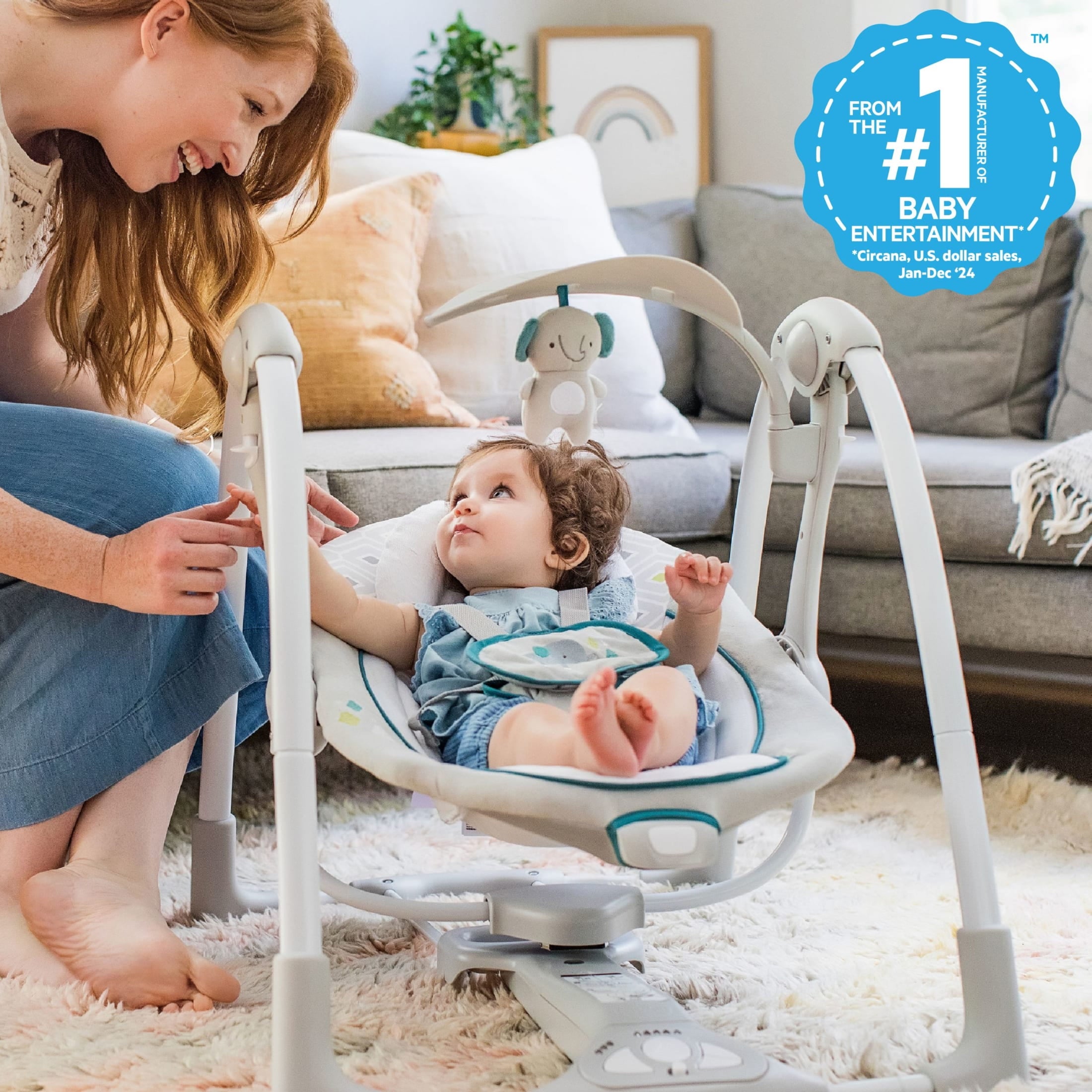 Convert Me 2-in-1 Portable Vibrating Baby Swing Nash, Infant, Gray (Unisex)