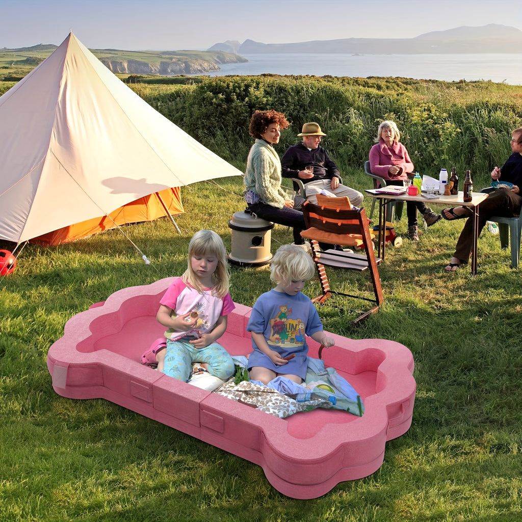 Kids Travel Bed with Paw Print Design - Lightweight Foam, No Assembly Needed, 55.5x28 Inch, Pink, Perfect for Indoor & Outdoor Use, Ages 1-5 Years, Indoor Play Area, Playful Paw Print, Easy Assembly Bed