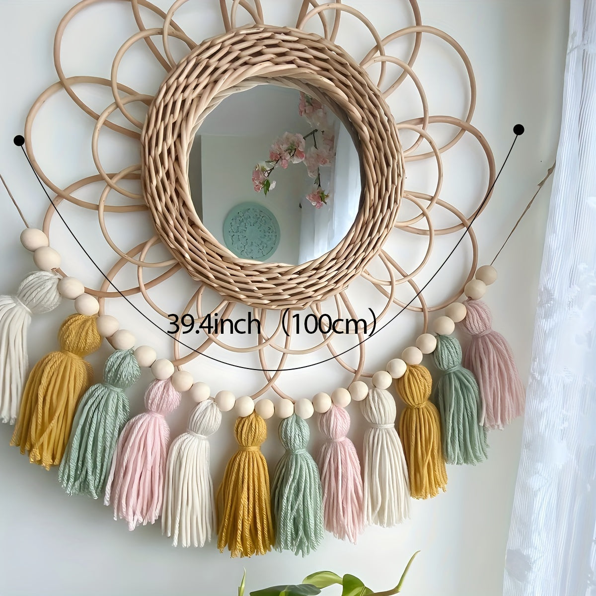 Boho Tassel Garland 1pc Boho Tassel Garland - Blush And Sage Boho Nursery Decor Girl - Pink And Green Youngsters Shower Garland - Boho Wall Decor Bedroom - Sage Green Decor Tassel Garland