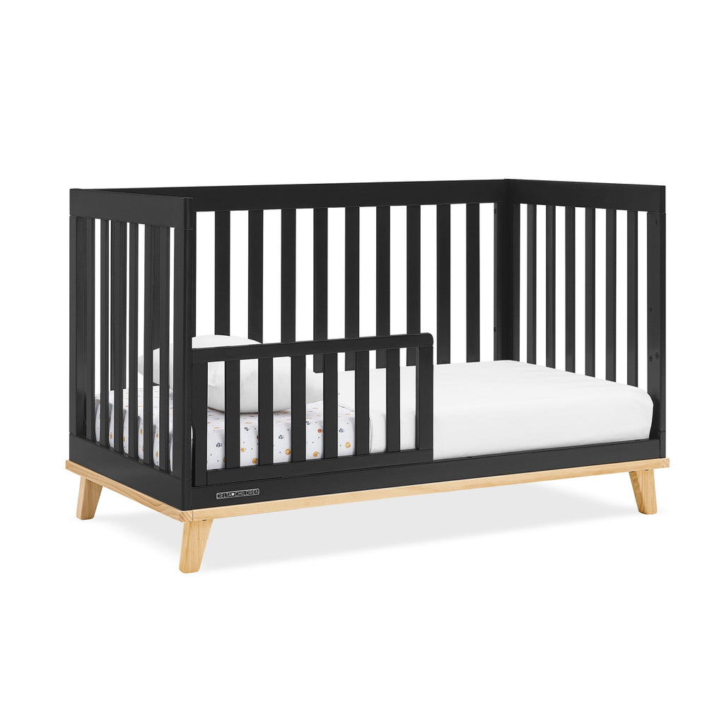 Frankie 4in1 Convertible Crib Greenguard Gold Certified, Black with Natural