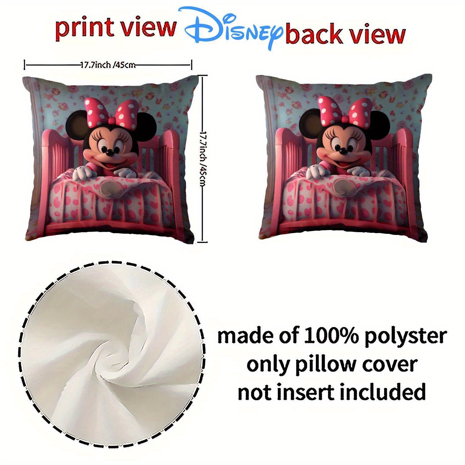 1pc Minnie Mouse Crib Pillow Cover - Double-Sided Print, Soft Polyester, Pink Heart & Polka Dot Design, Zippered, Machine Washable, Ideal for Youngsters & Infants, Decorative Pillow Covers|Cartoon Character Design|Zippered Pillowcase, Pillows for Couch