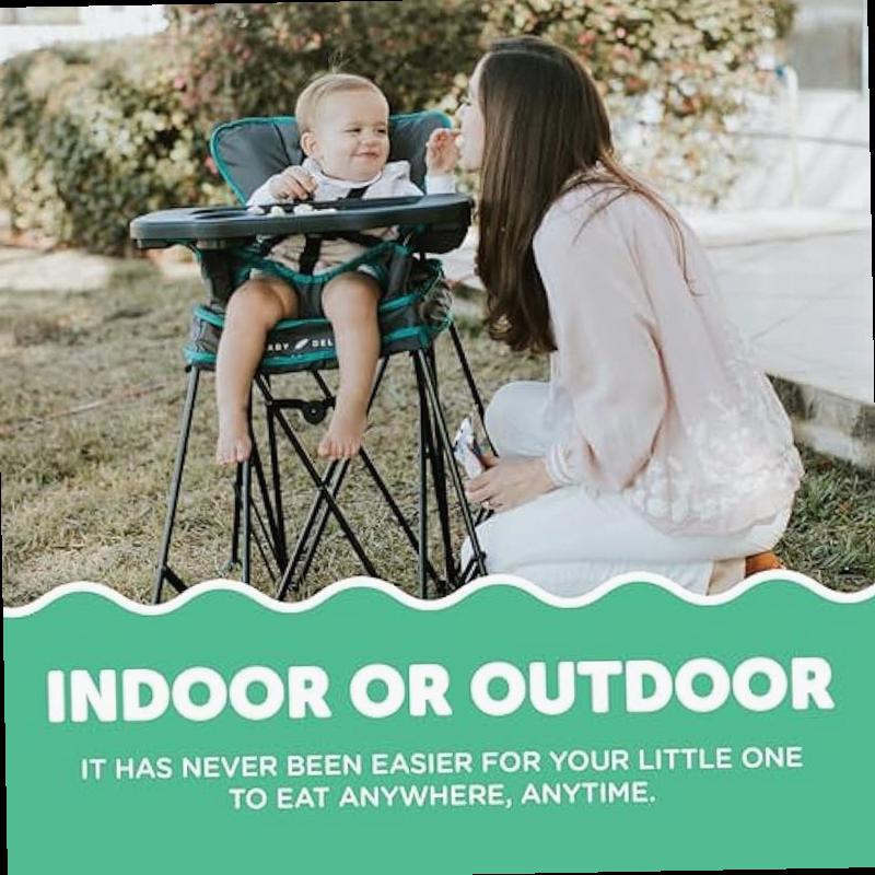 Baby Delight Go with Me Uplift Deluxe Portable High Chair Indoor and Outdoor Slate Grey