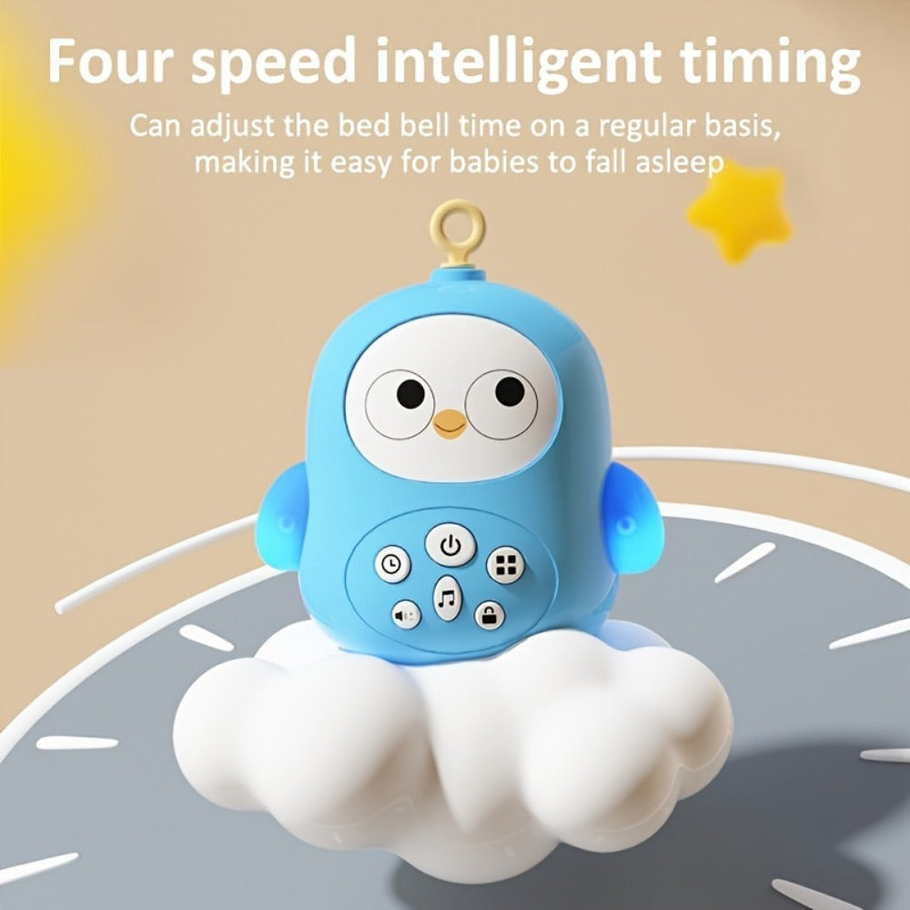 Adorable Blue Music & Night Light Rotating Bed Bell Toy with Animal Attachments - Durable ABS, 15.7\