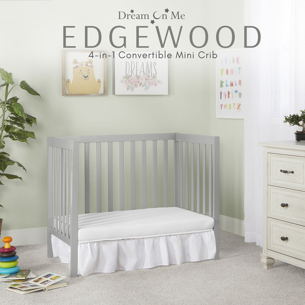4-in-1 Convertible Mini Crib, Cool Grey
