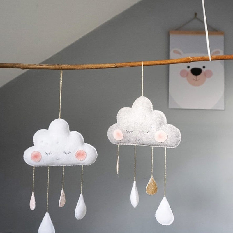 Cloud Lights for Bedroom Nordic Wind Felt Cloud Raindrop Pendant Room Tent Decoration Photography Prop Cloud D (White and Pink) ecor