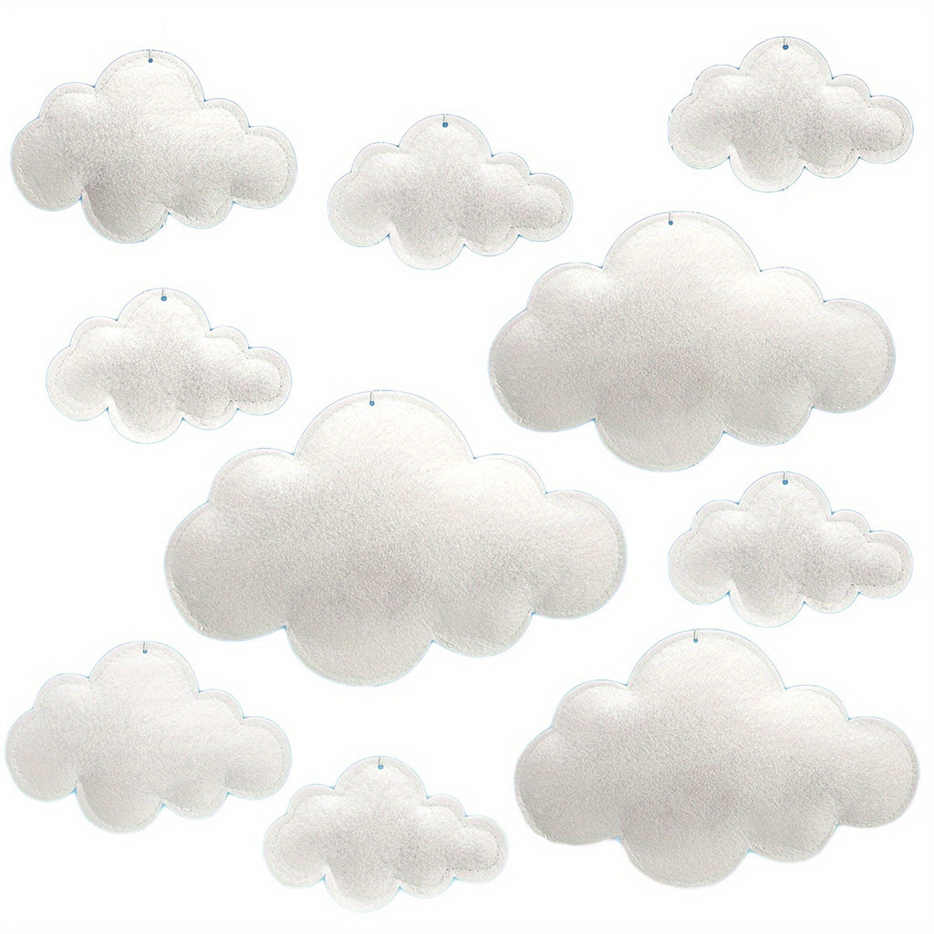 Hanging Cloud Decorations Set of 10 White Felt Cloud Ceiling Decor for Bedroom Nursery