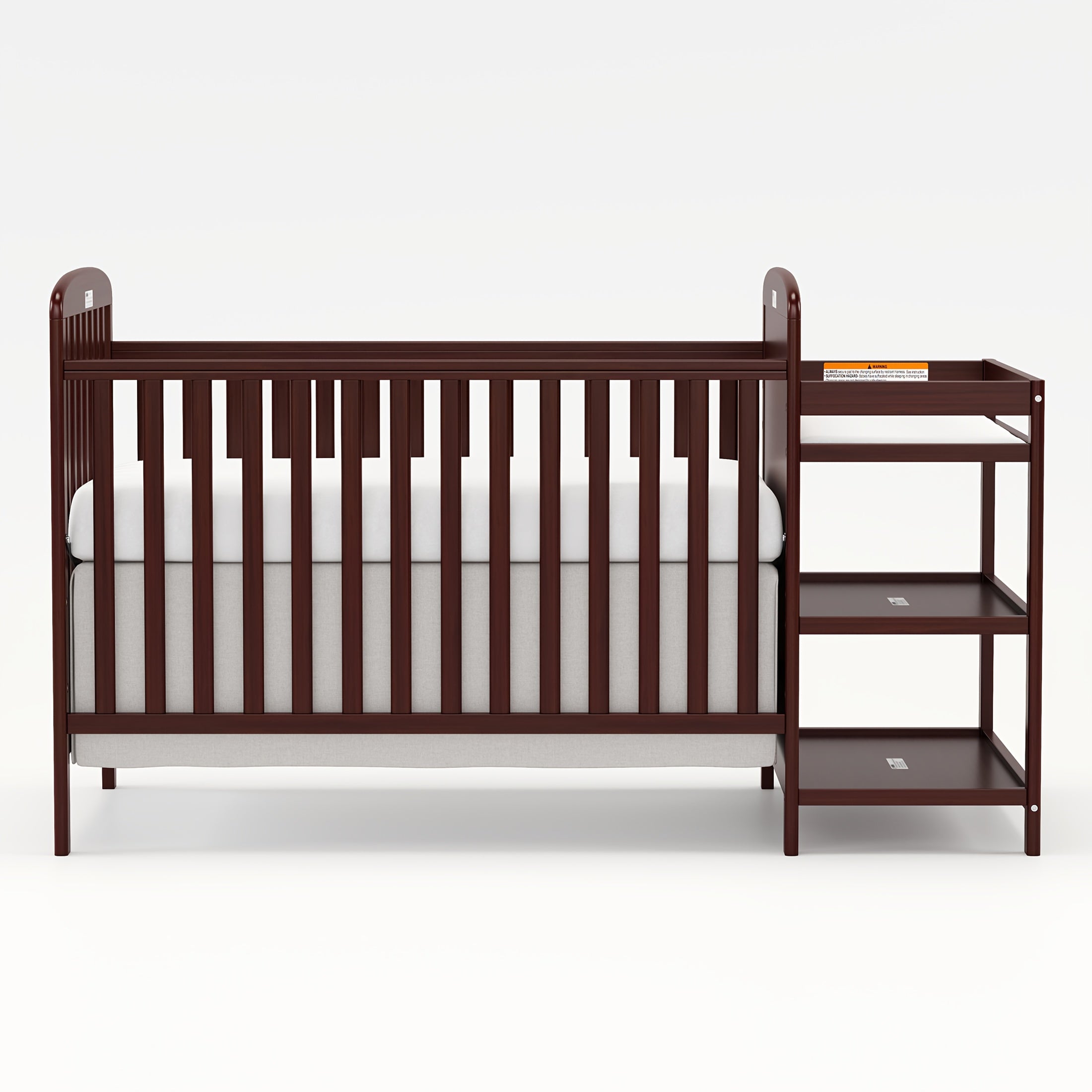 Goldzone Baby Crib, 3-in-1 Convertible Wood Full Size Cribs with Storage Changing Table Combo for Nursery Furniture Newborn Baby Essential Items, 3 Mattress Height Settings