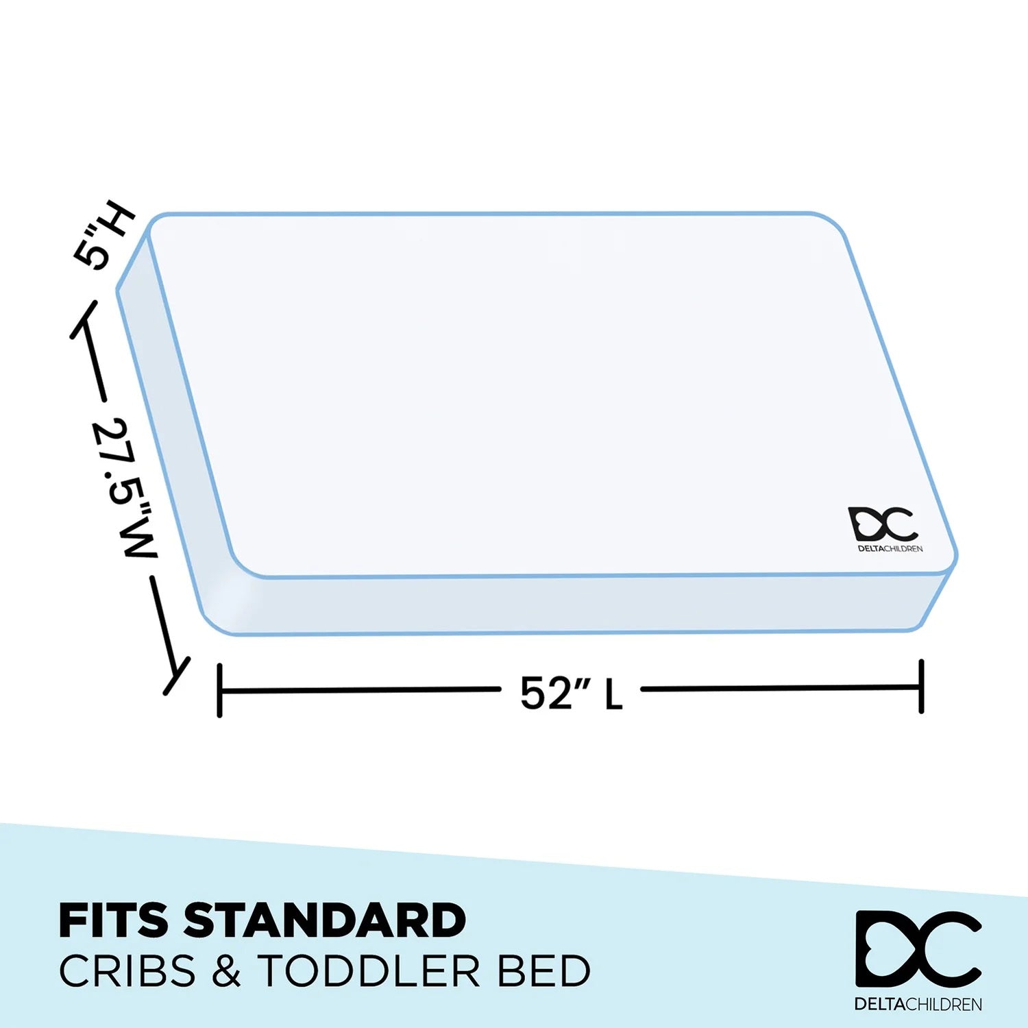 Square corners help for secure fit inside crib, 5.5\