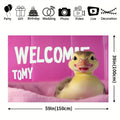 1pc, Animals Theme Banner Welcome to My Crib Pink Duck Durable Polyester Great For Gift, Bedroom, Office, Living Room, Wall Decor, Home And Dormitory Decoration