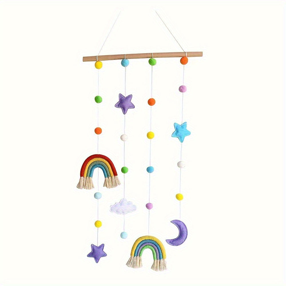Nordic Style Hanging Ornament with Rainbow, Stars, and Clouds Elements, Suitable for Weddings, Birthdays, and Housewarming Celebrations