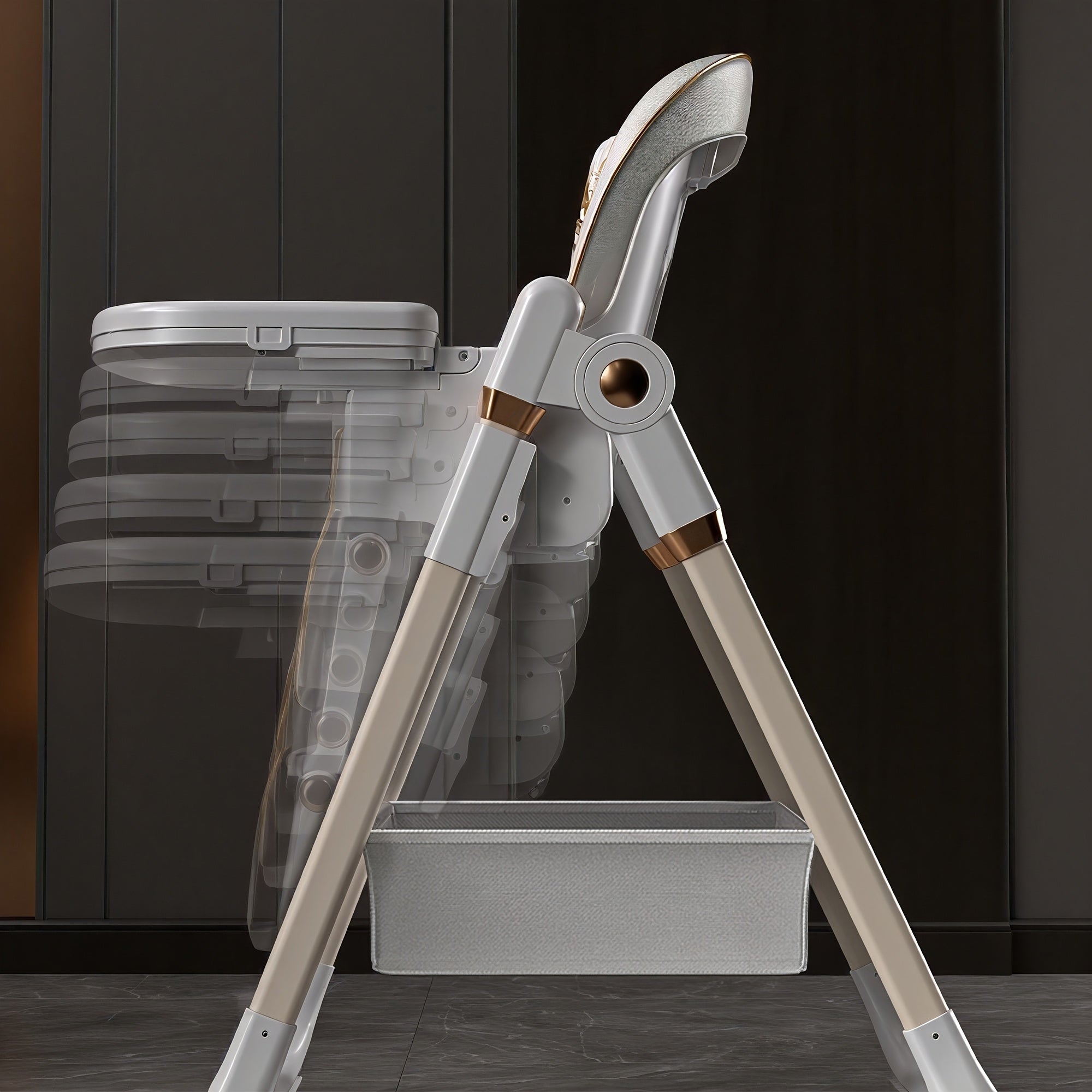 Montary 3-in-1 Foldable High Chair for Babies & Toddlers - 5-Point Harness, Adjustable Height & Recline, Lockable Wheels, 4-Position Dining Tray, White, Easy Assembly, Manual Operation, High Chair for Toddlers, Modern Highchair, Sturdy Plastic Frame