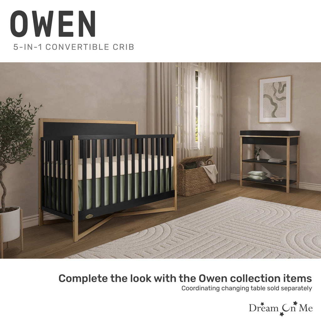 Owen 5in1 Convertible Crib, Matte Black