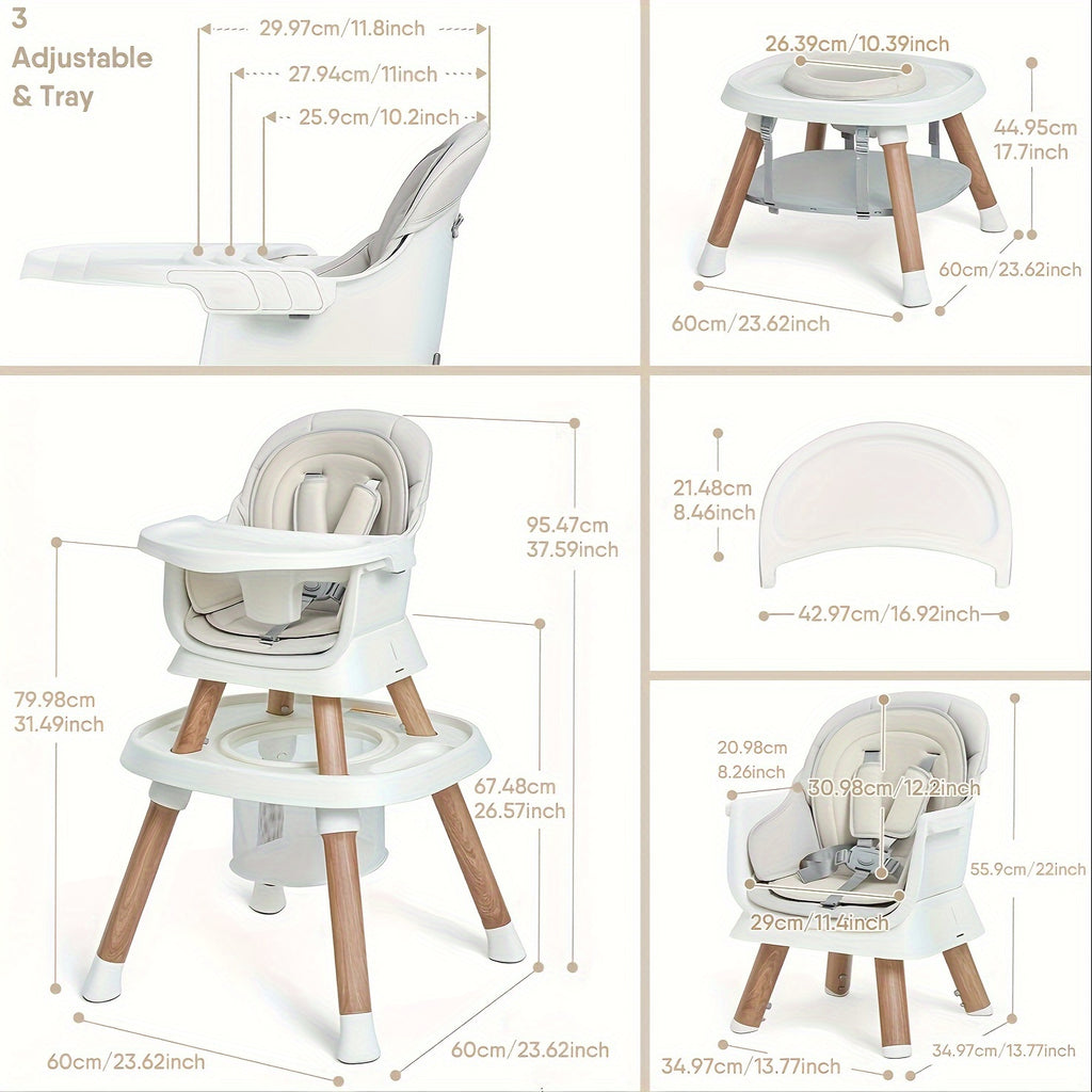 14-In-1 Baby High Chair Baby Items Baby Seat, Convertible Multifunctional Infant And Toddler High Chair With Activity Center And Tray (Wood Grain), Easter Gifts For Toddlers Boys Girls.