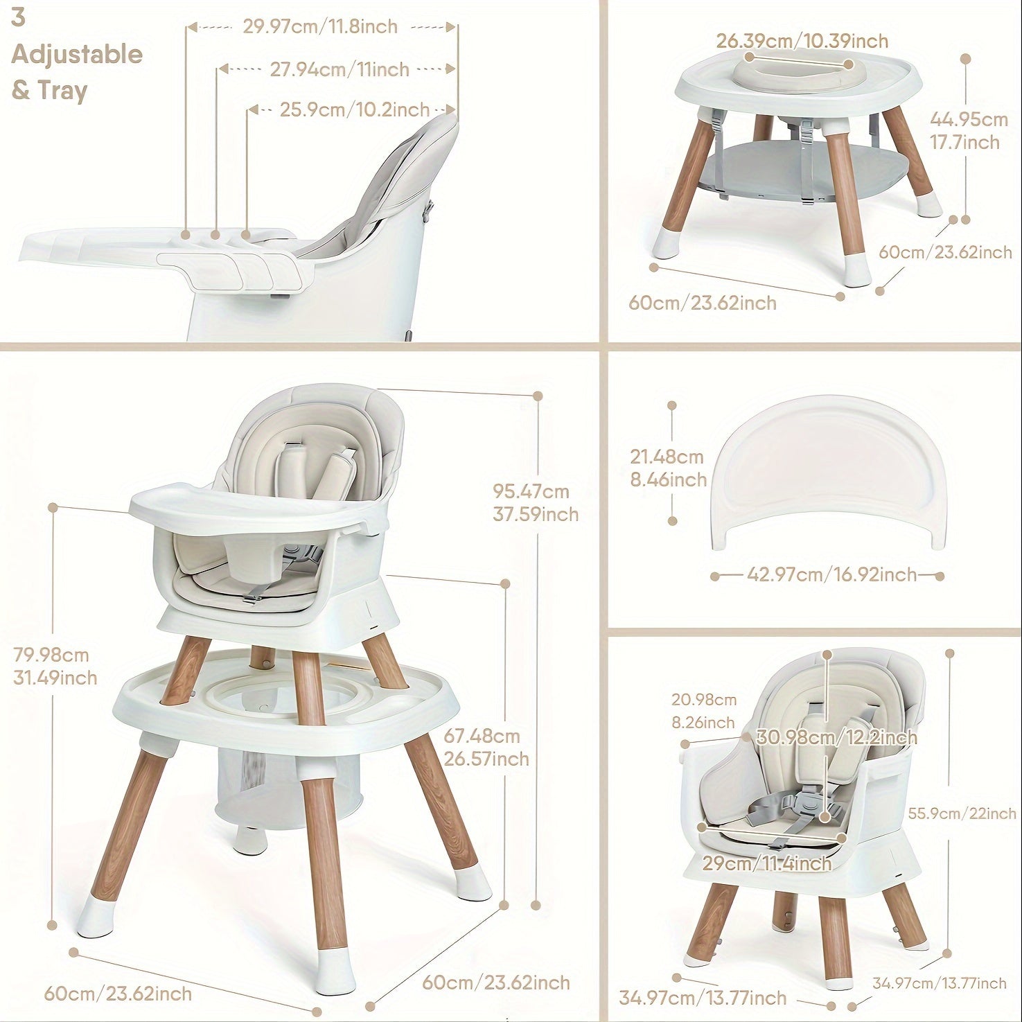 14-In-1 Baby High Chair Baby Items Baby Seat, Convertible Multifunctional Infant And Toddler High Chair With Activity Center And Tray (Wood Grain), Easter Gifts For Toddlers Boys Girls.