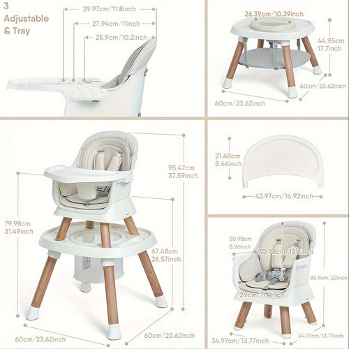 14-In-1 Baby High Chair Baby Items Baby Seat, Convertible Multifunctional Infant And Toddler High Chair With Activity Center And Tray (Wood Grain), Easter Gifts For Toddlers Boys Girls.
