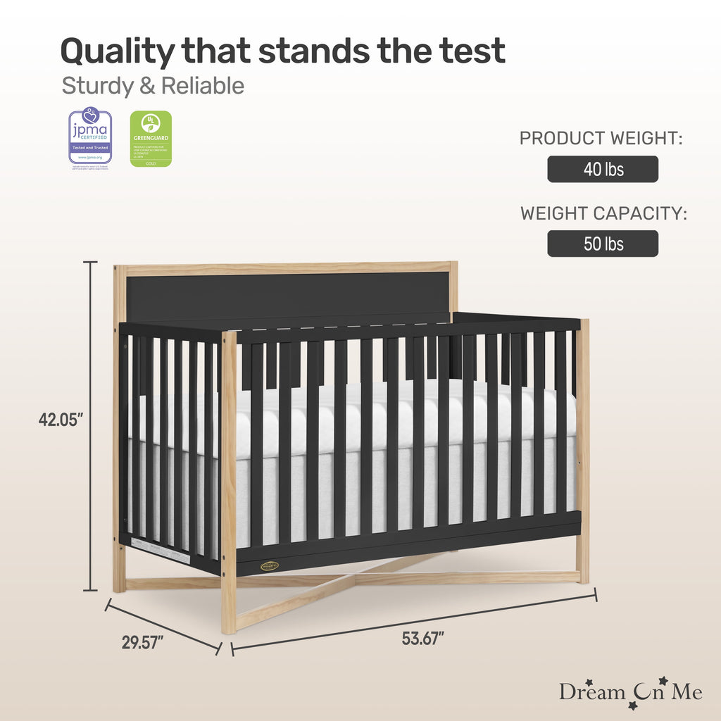 Owen 5in1 Convertible Crib, Matte Black