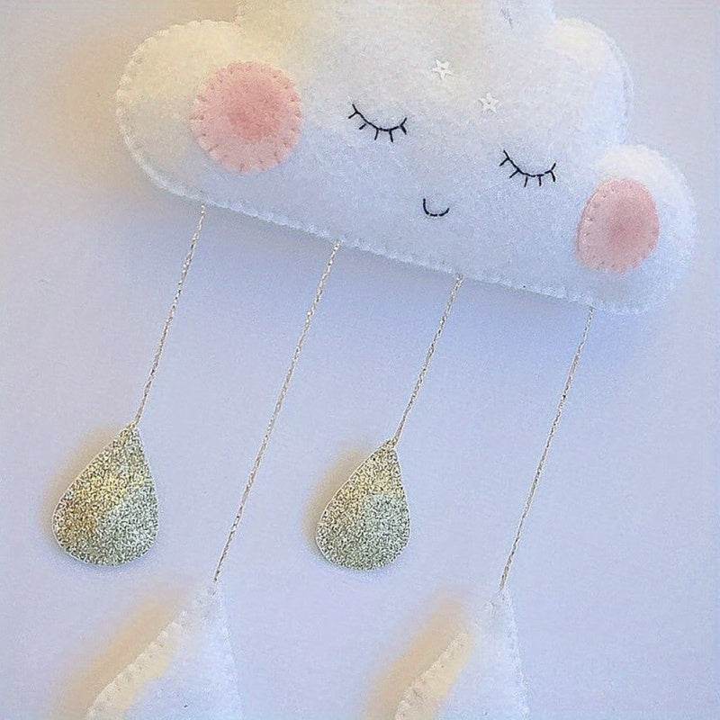 Cloud Lights for Bedroom Nordic Wind Felt Cloud Raindrop Pendant Room Tent Decoration Photography Prop Cloud D (White and Pink) ecor