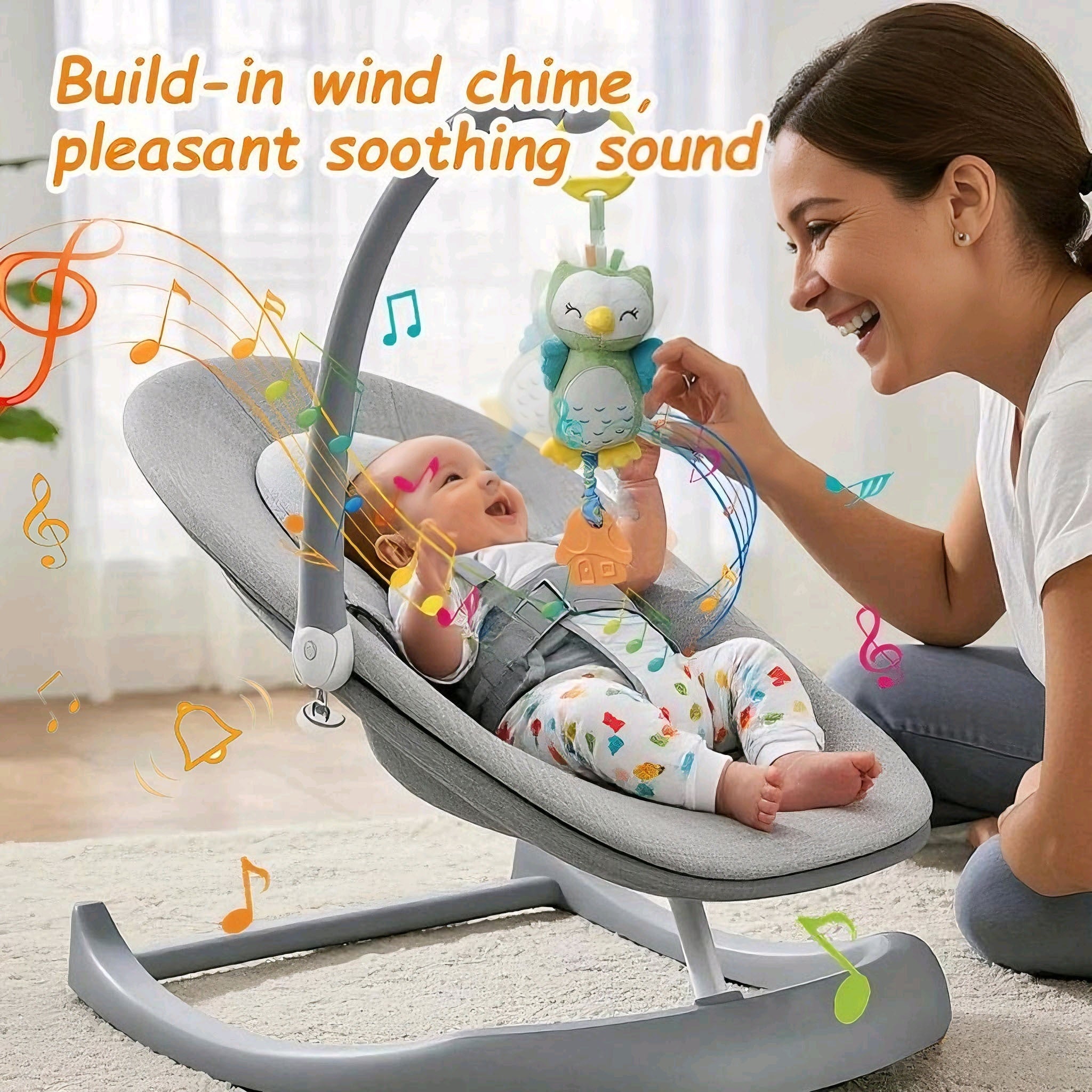 Cartoon Hanging Rattle Toys, Soft Baby Hanging Toys WithWind Chimes, Stroller Car Seat Crib Plush Animal Activity Toys Gift ForNewborn Toddlers 0, 3, 6, 9, 12, 36 Month