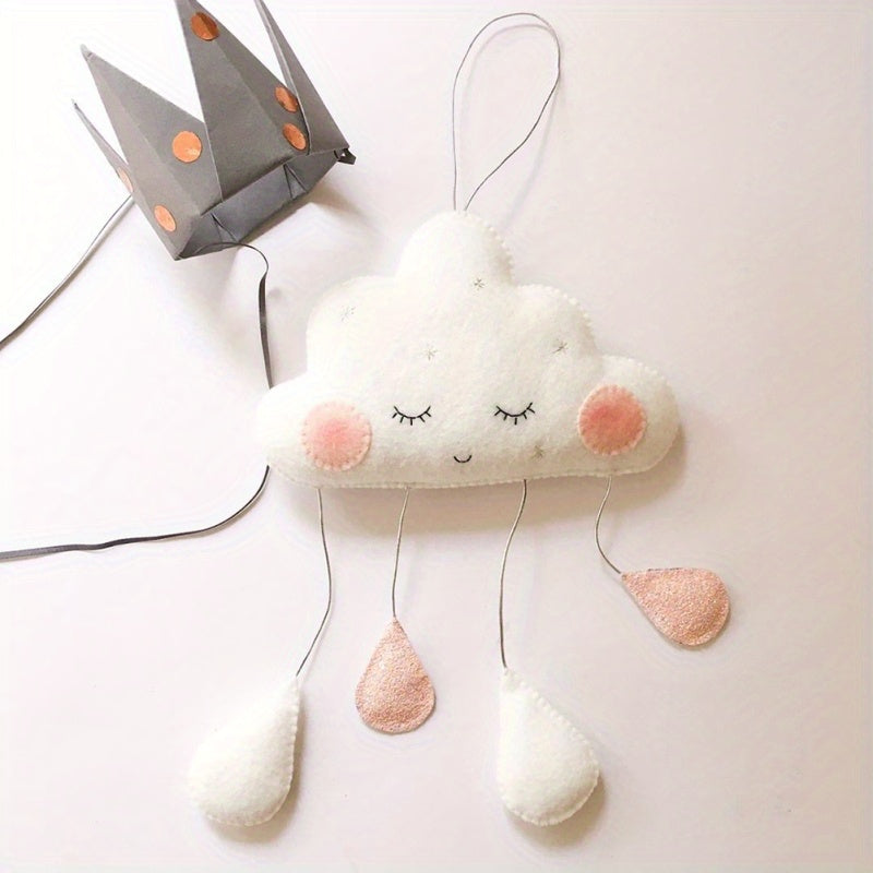 Cloud Lights for Bedroom Nordic Wind Felt Cloud Raindrop Pendant Room Tent Decoration Photography Prop Cloud D (White and Pink) ecor