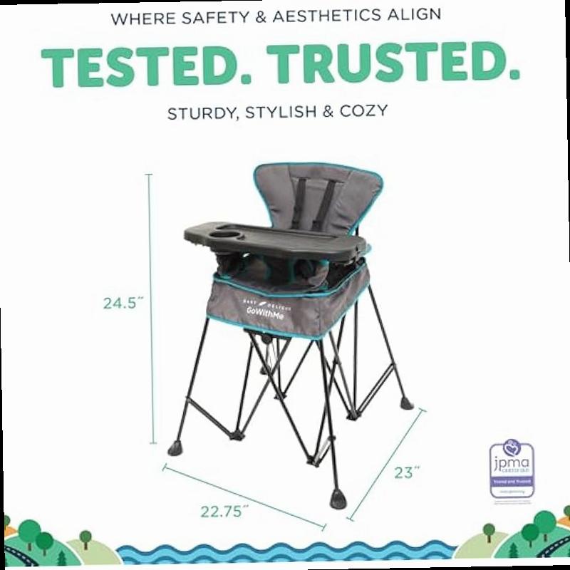 Baby Delight Go with Me Uplift Deluxe Portable High Chair Indoor and Outdoor Slate Grey
