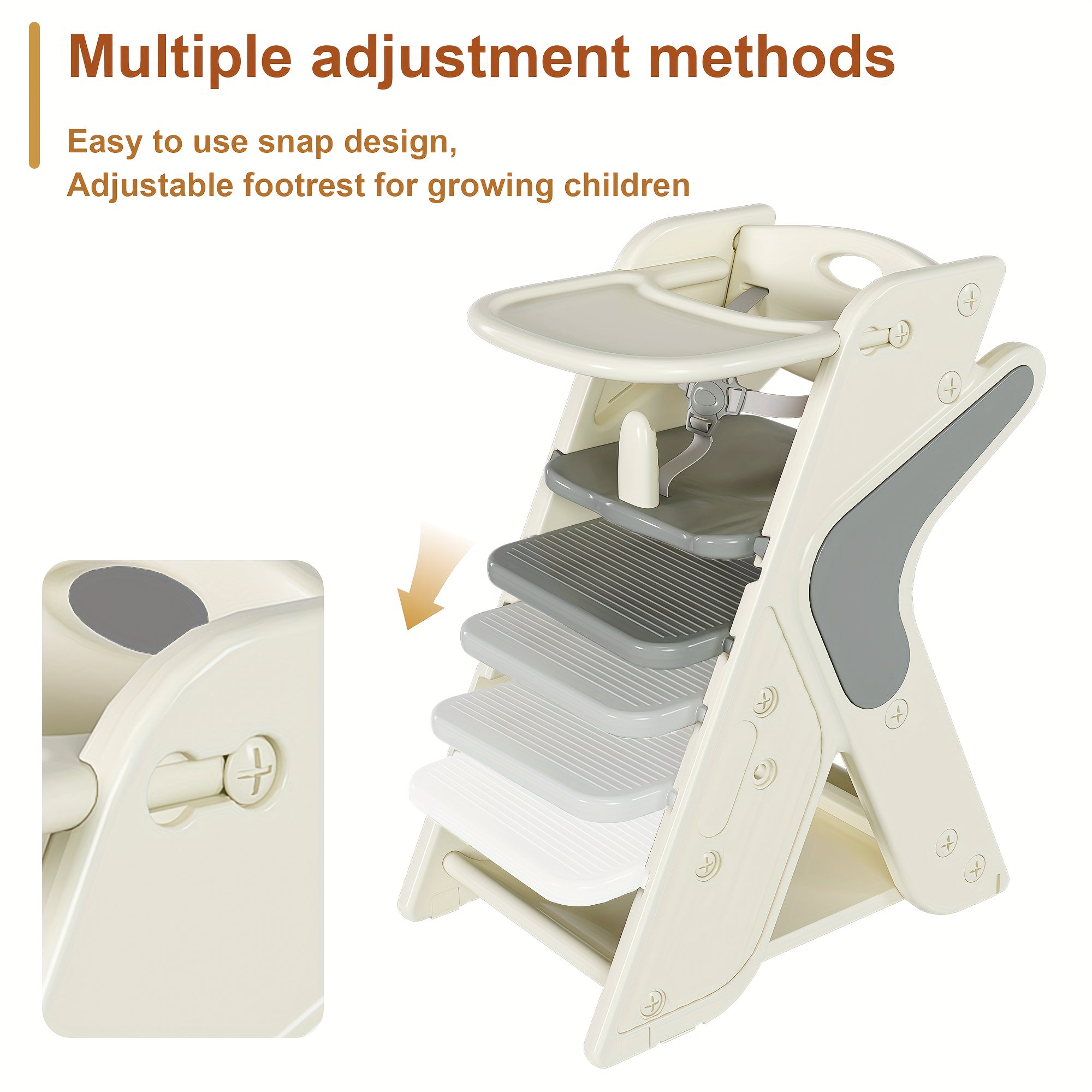 Montary Multi Functional Growing Up Dining Chair, A High Chair Suitable for Eating And Feeding, Adjustable Height Toddler Tower, Use Five-point Seat Belts And A Movable Large Dinner Plate, Grey