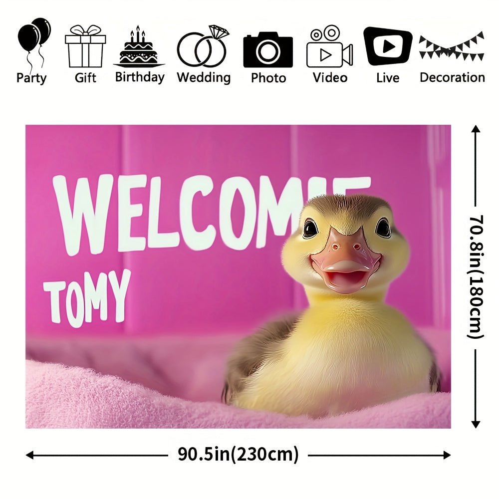 1pc, Animals Theme Banner Welcome to My Crib Pink Duck Durable Polyester Great For Gift, Bedroom, Office, Living Room, Wall Decor, Home And Dormitory Decoration