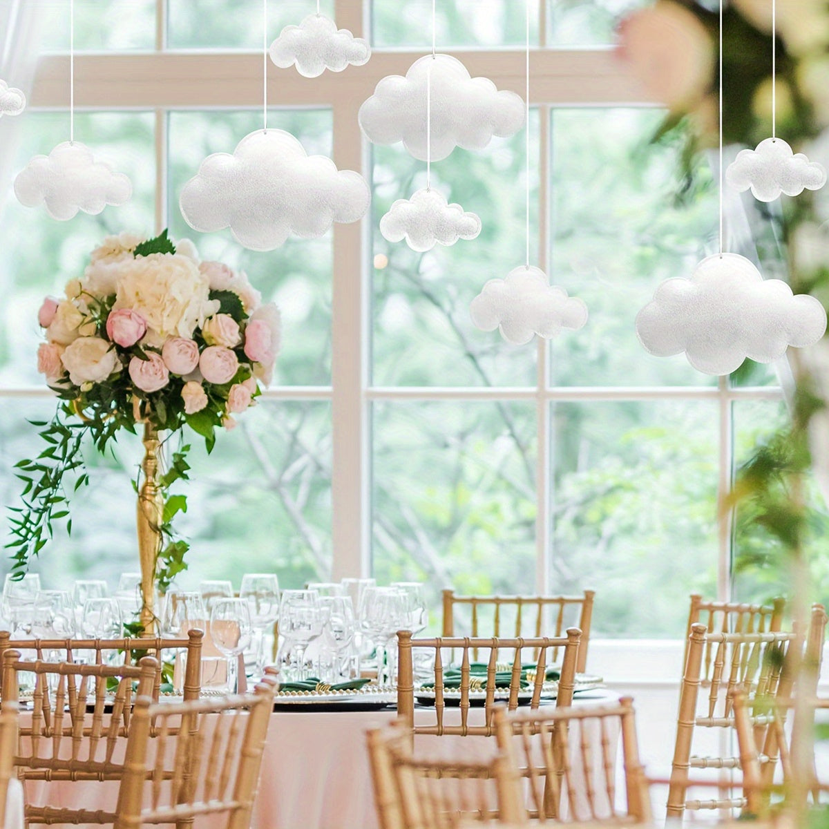 Hanging Cloud Decorations Set of 10 White Felt Cloud Ceiling Decor for Bedroom Nursery