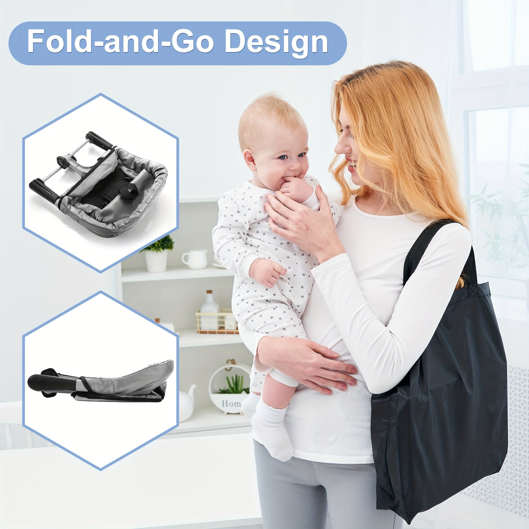 Hook On Chair: Clip On Chair For Babies And Toddlers 6-36 Months, Portable And Foldable Seat For Home And Travel, Baby Feeding Chair, Setup In Seconds - Includes Carry Bag