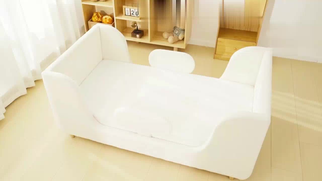 LILYPELLE Toddler Velvet Floor Bed, Child Bed For Kids With Extra Broad, Crib Size Toddler Bed, Velvet Bed Frame, Mat Is Not Included