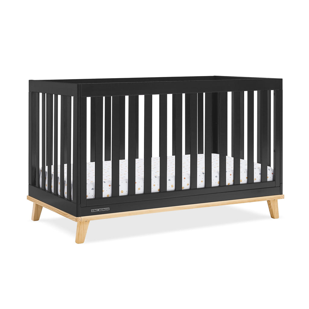 Frankie 4in1 Convertible Crib Greenguard Gold Certified, Black with Natural