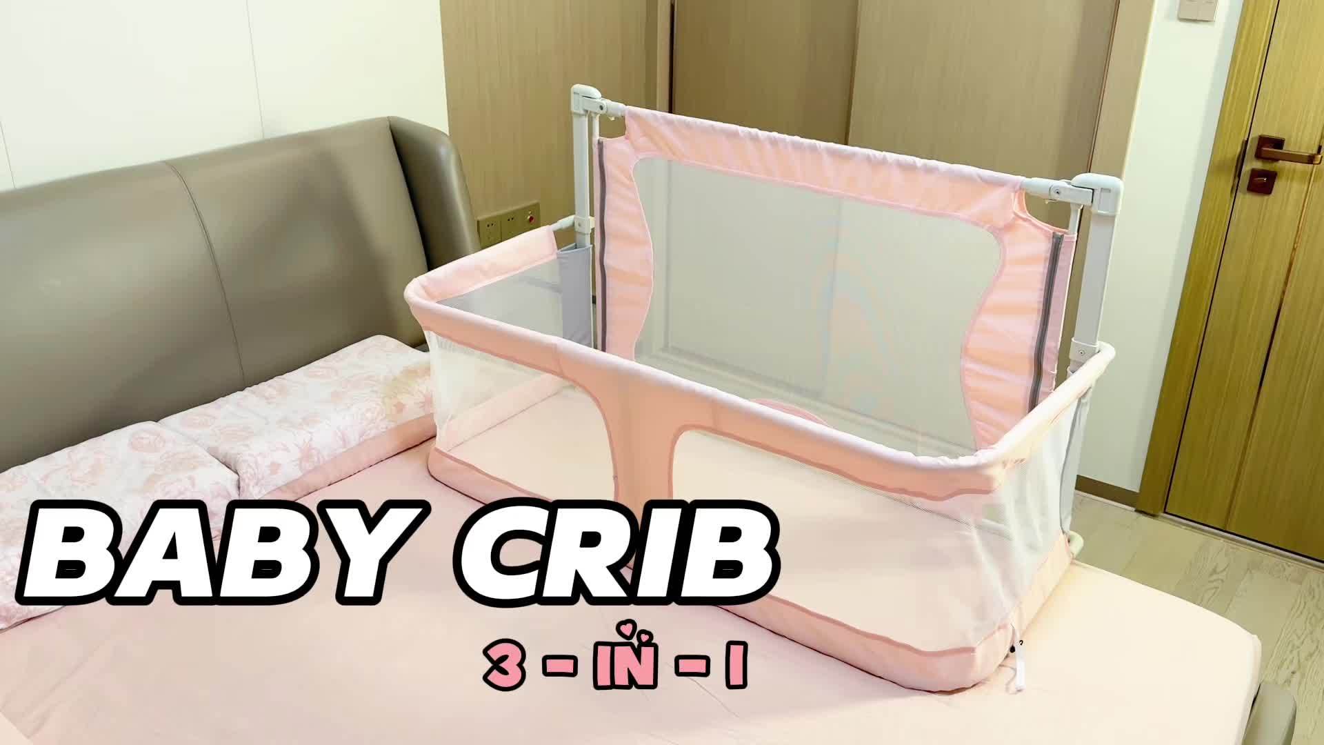 Baby Bed Folding Bed, Movable, Convenient for Storage, Bed In Bed, Convenient And Safe, Movable, Pink Gray