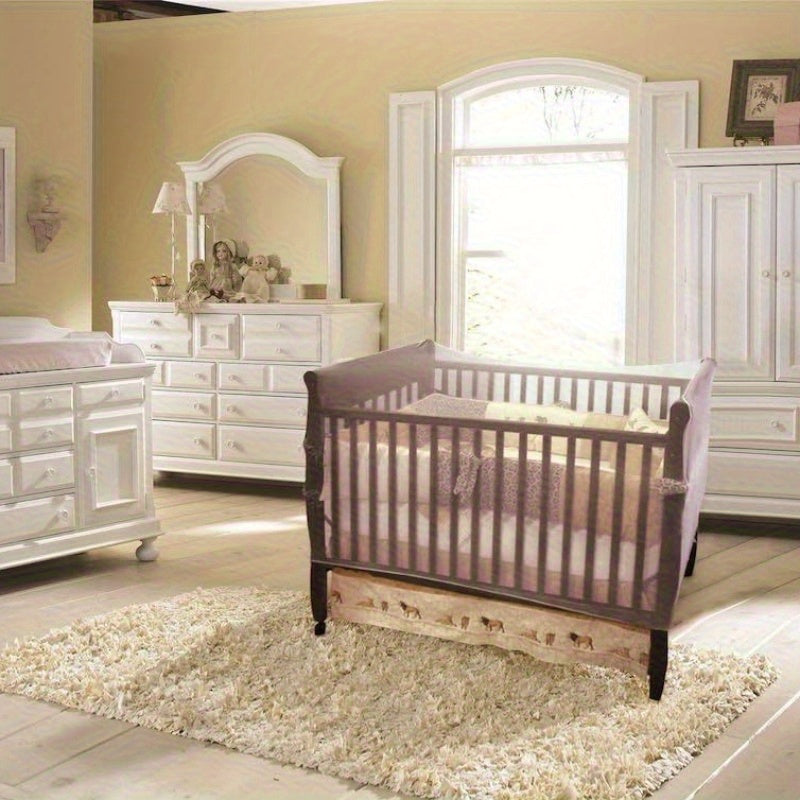 Round Top Mosquito Net for Crib Elegant White Polyester Canopy with Lace Details