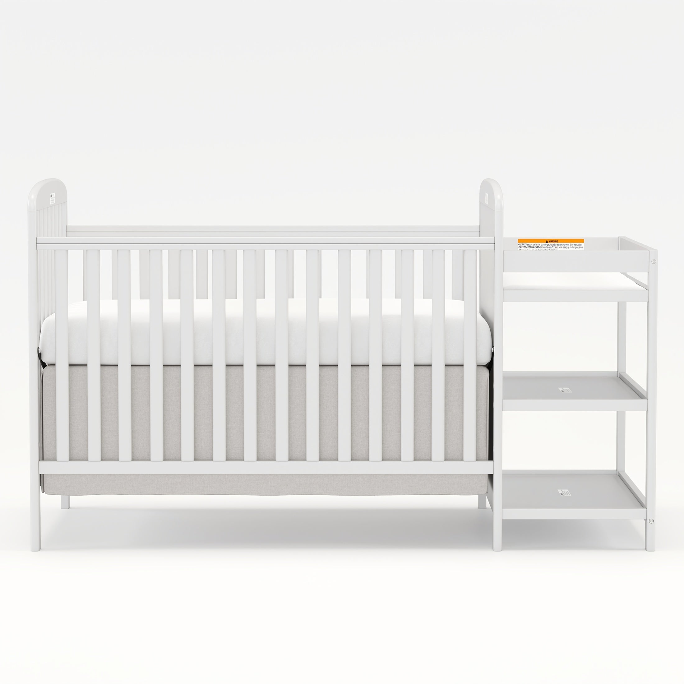 Goldzone Baby Crib, 3-in-1 Convertible Wood Full Size Cribs with Storage Changing Table Combo for Nursery Furniture Newborn Baby Essential Items, 3 Mattress Height Settings