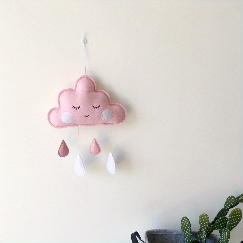 Cloud Lights for Bedroom Nordic Wind Felt Cloud Raindrop Pendant Room Tent Decoration Photography Prop Cloud D (White and Pink) ecor