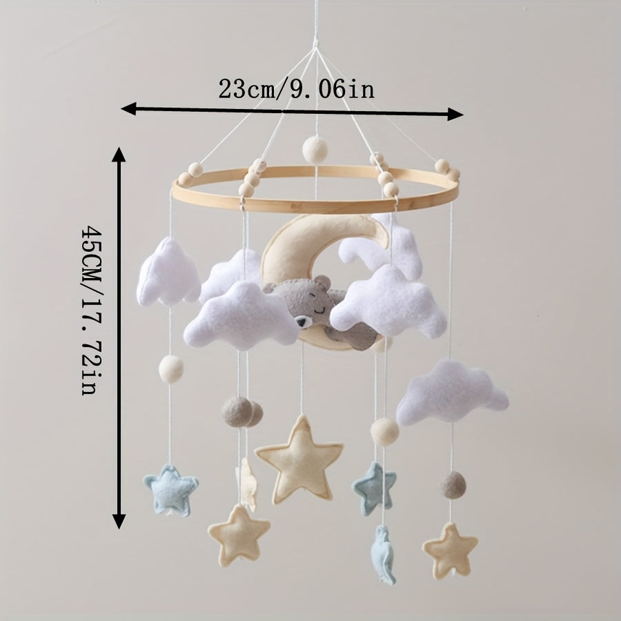 Bear-Shaped Youngsters Soothing Toy with Clouds and Stars - Multicolor Nursery Decor, Ideal for Crib or Stroller, Soft Plush Comfort, Youngsters Stuffed Animal