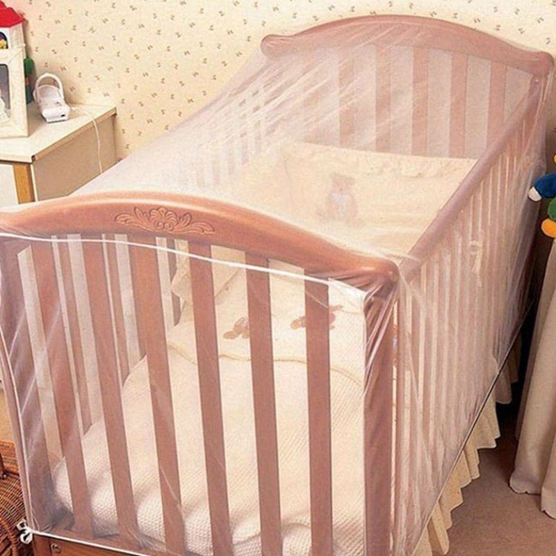 Round Top Mosquito Net for Crib Elegant White Polyester Canopy with Lace Details