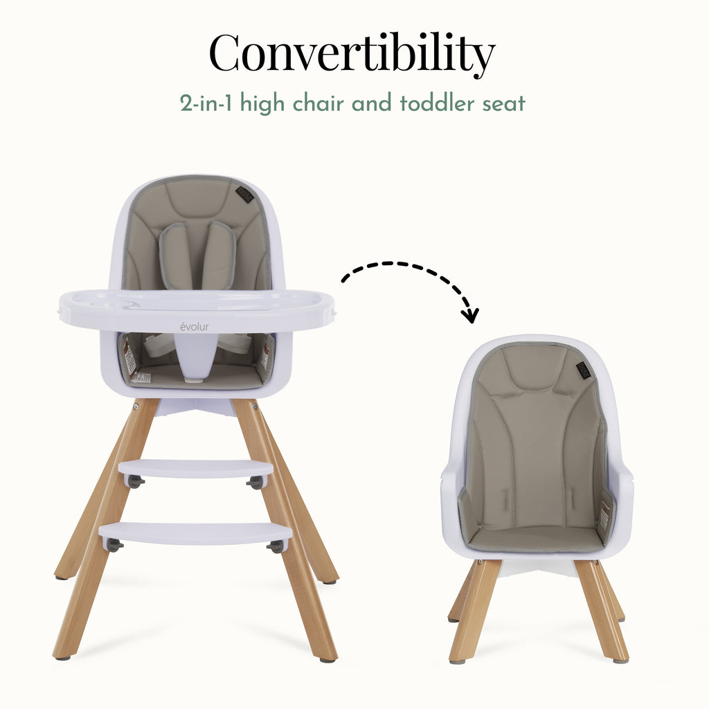 2-in-1 High Chair Booster Feeding Chair with Modern Design, Light Grey (Model #254)