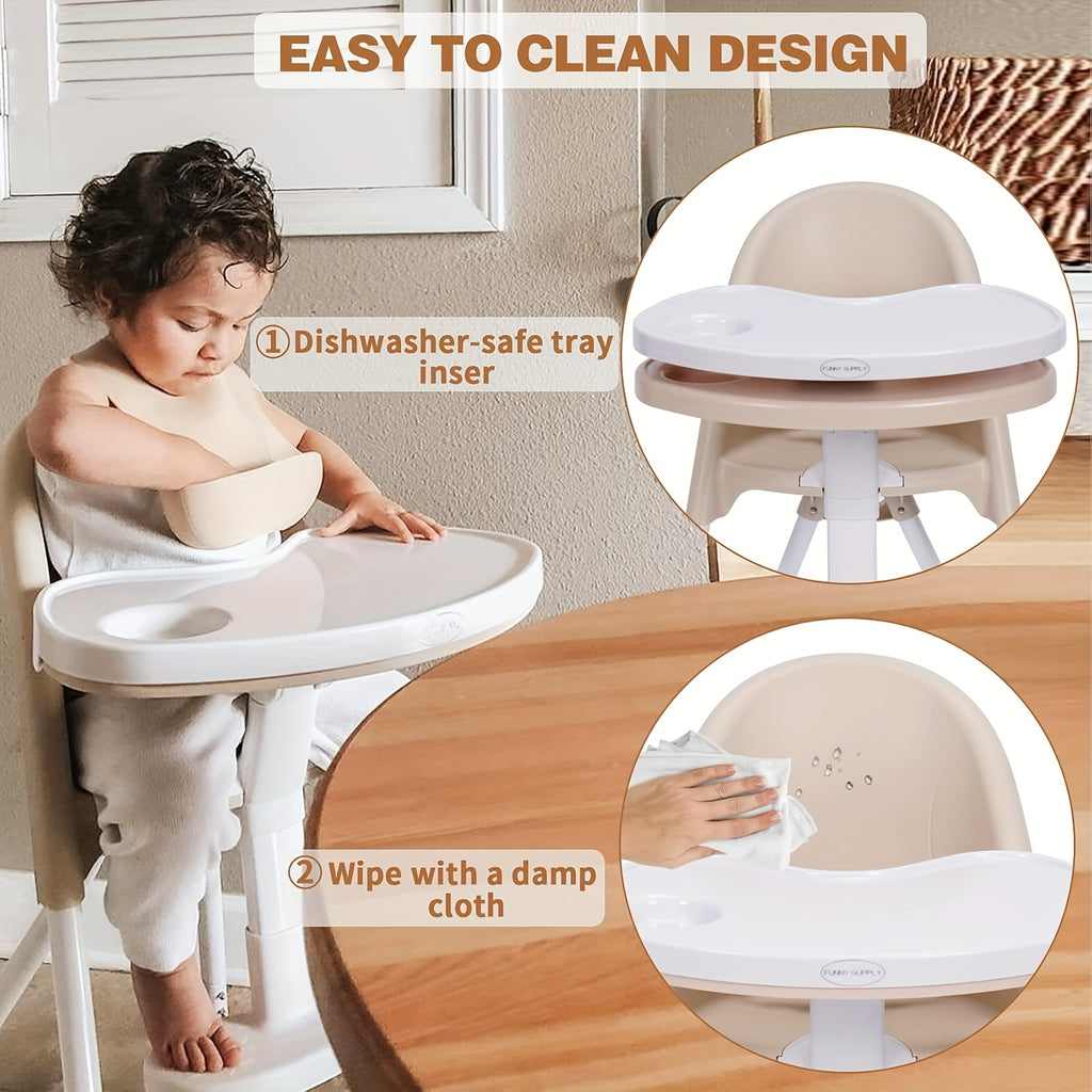 3-in-1 Cute Folding High Chair, Perfect Modern Space Saving Highchair with Detachable Double Tray, 3-Point Harness, High Chairs for Babies And Toddlers, Christmas & Halloween