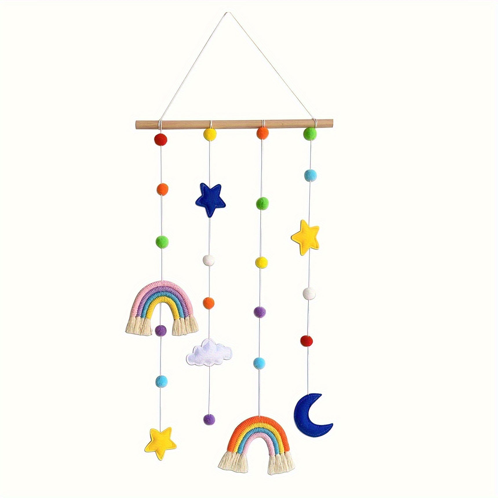 Nordic Style Hanging Ornament with Rainbow, Stars, and Clouds Elements, Suitable for Weddings, Birthdays, and Housewarming Celebrations