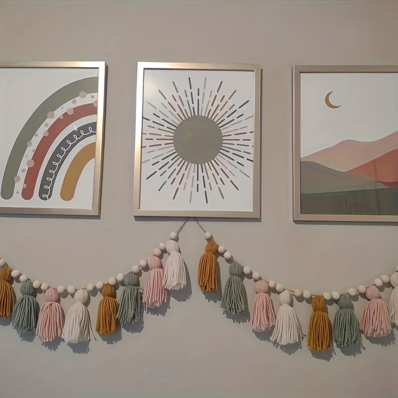 Boho Tassel Garland 1pc Boho Tassel Garland - Blush And Sage Boho Nursery Decor Girl - Pink And Green Youngsters Shower Garland - Boho Wall Decor Bedroom - Sage Green Decor Tassel Garland