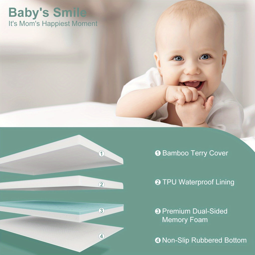 Ferlizer Memory Foam Crib Mattress with Waterproof Cover - Standard Size (52\