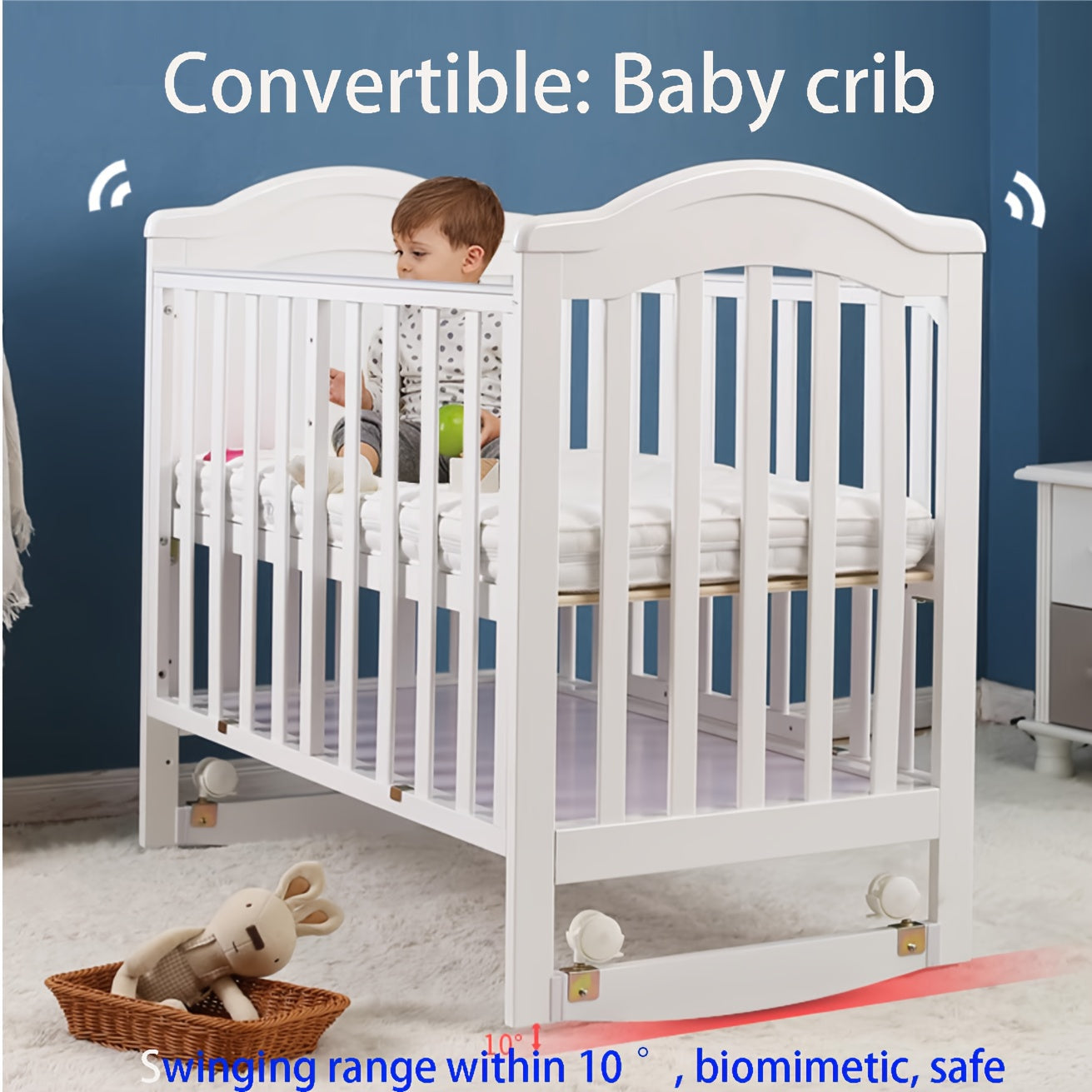 4-in-1 Convertible Kids Bed with 3-Inch Thick Mattress and Canopy Mosquito Net, Adjustable Height Tri-Level Mattress, Rolling Wheels Design, Spacious Under-Bed Storage for Essentials | Multifunctional Wooden Children's Bed