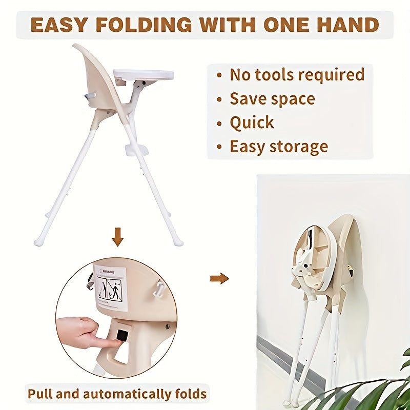 3-in-1 Cute Folding High Chair, Perfect Modern Space Saving Highchair with Detachable Double Tray, 3-Point Harness, High Chairs for Babies And Toddlers, Christmas & Halloween