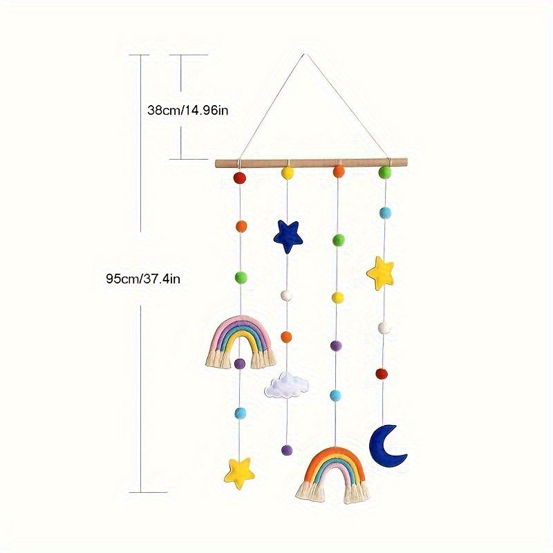 Nordic Style Hanging Ornament with Rainbow, Stars, and Clouds Elements, Suitable for Weddings, Birthdays, and Housewarming Celebrations